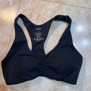 Honey Active Black Essential Scrunched Sports Bra Size Small